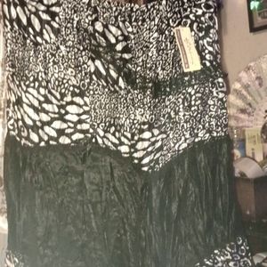 Shafenting silk chiffon cotton asymmetrical maxi skirt size large blk/w leopard
